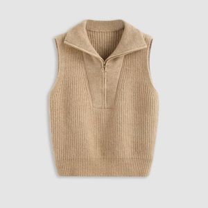 Solid Zip Up Knitted Vest